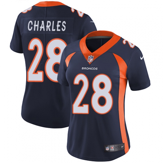 Women's Nike Denver Broncos 28 Jamaal Charles Navy Blue Alternate Vapor Untouchable Limited Player NFL Jersey