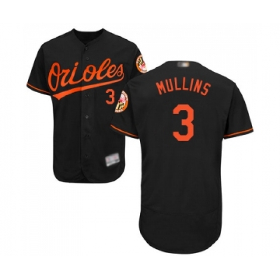 Men's Baltimore Orioles 3 Cedric Mullins Black Alternate Flex Base Authentic Collection Baseball Jersey