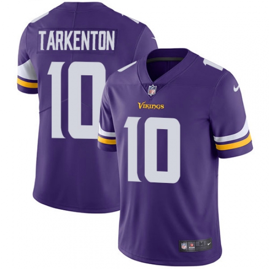 Men's Nike Minnesota Vikings 10 Fran Tarkenton Purple Team Color Vapor Untouchable Limited Player NFL Jersey