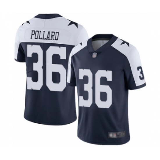 Men's Dallas Cowboys 36 Tony Pollard Navy Blue Throwback Alternate Vapor Untouchable Limited Player Football Jersey