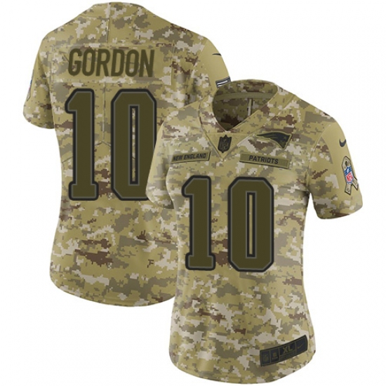 Women's Nike New England Patriots 10 Josh Gordon Limited Camo 2018 Salute to Service NFL Jersey