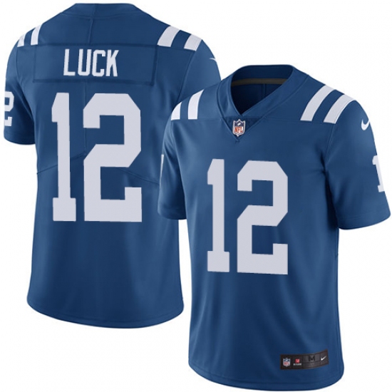 Men's Nike Indianapolis Colts 12 Andrew Luck Royal Blue Team Color Vapor Untouchable Limited Player NFL Jersey