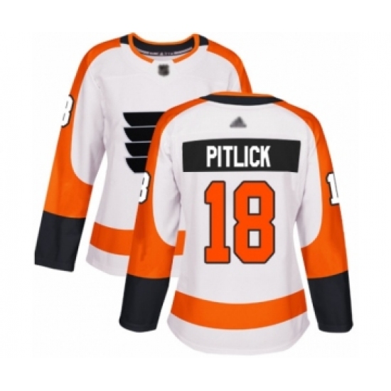 Women's Philadelphia Flyers 18 Tyler Pitlick Authentic White Away Hockey Jersey