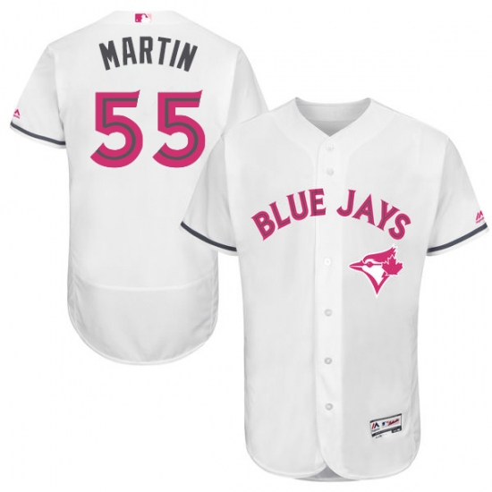 Men's Majestic Toronto Blue Jays 55 Russell Martin Authentic White 2016 Mother's Day Fashion Flex Base MLB Jersey