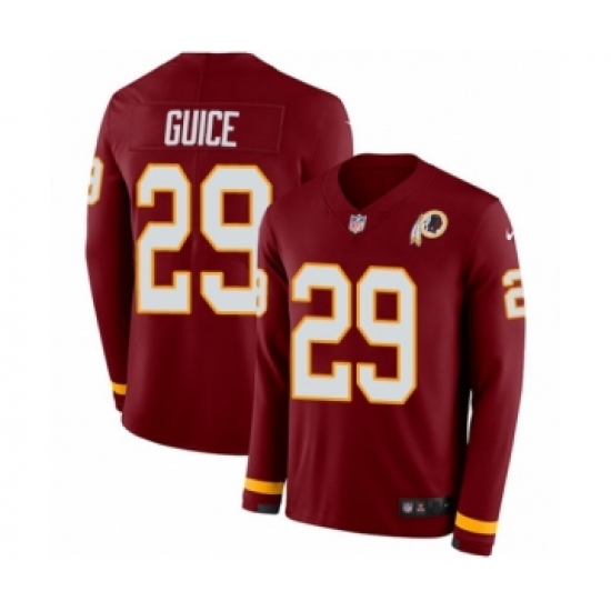 Men's Nike Washington Redskins 29 Derrius Guice Limited Burgundy Therma Long Sleeve NFL Jersey