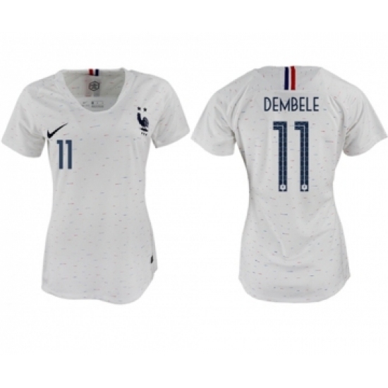 Women's France 11 Dembele Away Soccer Country Jersey