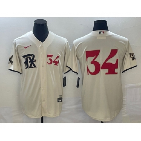 Men's Texas Rangers 34 Nolan Ryan Number Cream 2023 City Connect Stitched Baseball Jerseys