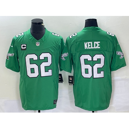 Men's Nike Philadelphia Eagles 62 Jason Kelce Green 2023 F.U.S.E. Vapor Untouchable C Stitched Football Jersey