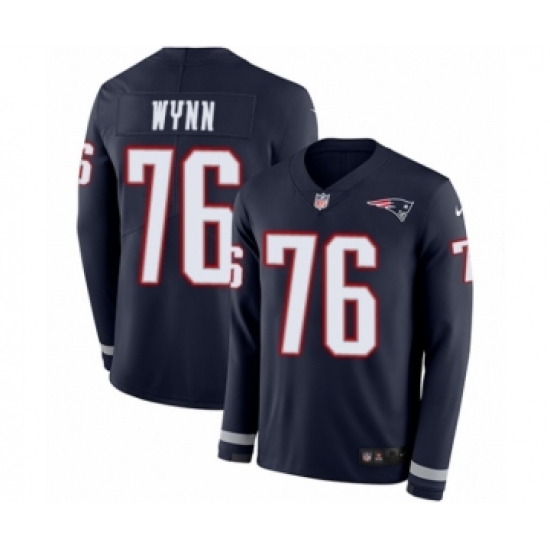 Youth Nike New England Patriots 76 Isaiah Wynn Limited Navy Blue Therma Long Sleeve NFL Jersey
