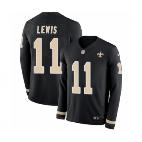 Youth Nike New Orleans Saints 11 Tommylee Lewis Limited Black Therma Long Sleeve NFL Jersey
