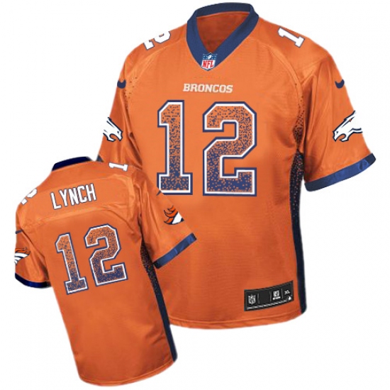 Men's Nike Denver Broncos 12 Paxton Lynch Elite Orange Drift Fashion NFL Jersey