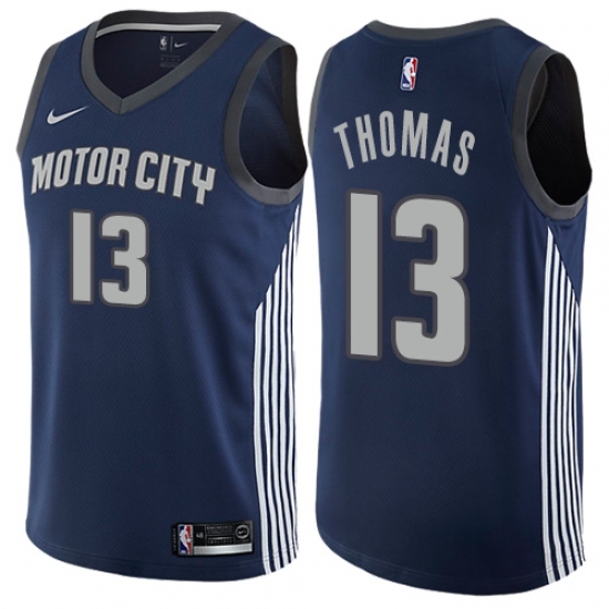 Women's Nike Detroit Pistons 13 Khyri Thomas Swingman Navy Blue NBA Jersey - City Edition