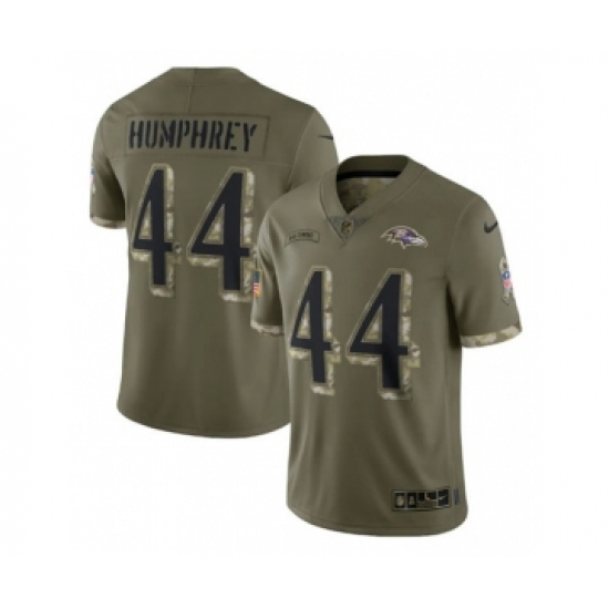 Men's Baltimore Ravens 44 Marlon Humphrey 2022 Olive Salute To Service Limited Stitched Jersey