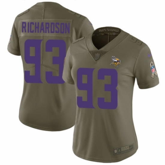 Women's Nike Minnesota Vikings 93 Sheldon Richardson Limited Olive 2017 Salute to Service NFL Jersey
