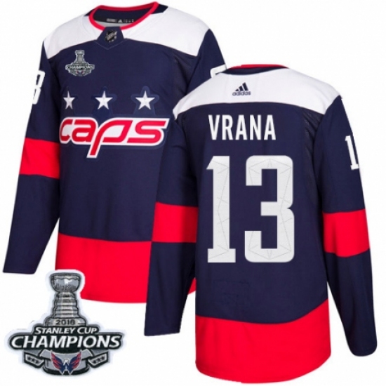 Youth Adidas Washington Capitals 13 Jakub Vrana Authentic Navy Blue 2018 Stadium Series 2018 Stanley Cup Final Champions NHL Jersey