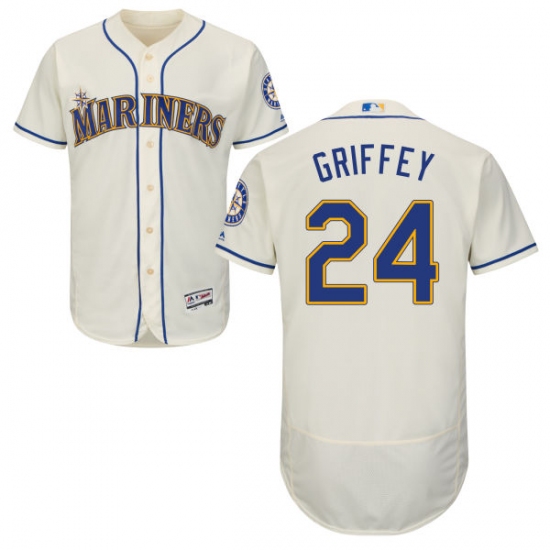 Men's Majestic Seattle Mariners 24 Ken Griffey Cream Alternate Flex Base Authentic Collection MLB Jersey