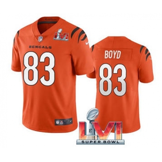Men's Cincinnati Bengals 83 Tyler Boyd Orange 2022 Super Bowl LVI Vapor Limited Stitched Jersey