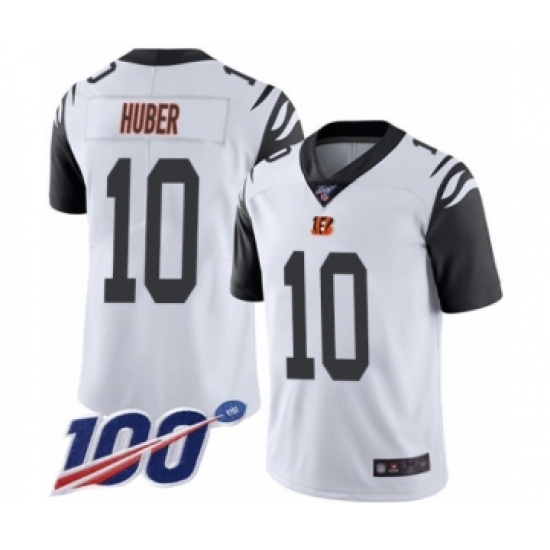 Men's Cincinnati Bengals 10 Kevin Huber Limited White Rush Vapor Untouchable 100th Season Football Jersey