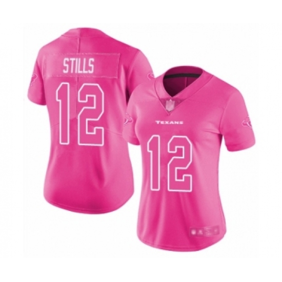 Women's Houston Texans 12 Kenny Stills Limited Pink Rush Fashion Football Jersey