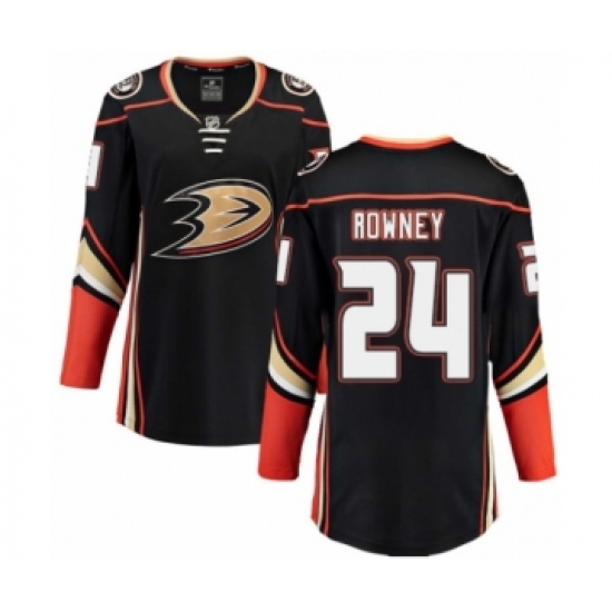 Women's Anaheim Ducks 24 Carter Rowney Authentic Black Home Fanatics Branded Breakaway NHL Jersey