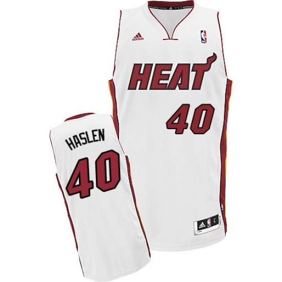 Men's Adidas Miami Heat 40 Udonis Haslem Swingman White Home NBA Jersey