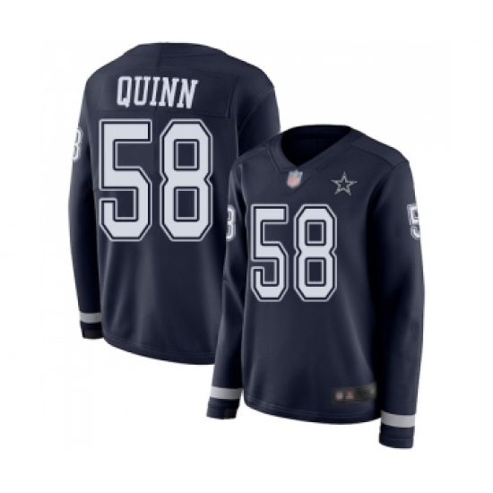 Women's Dallas Cowboys 58 Robert Quinn Limited Navy Blue Therma Long Sleeve Football Jersey