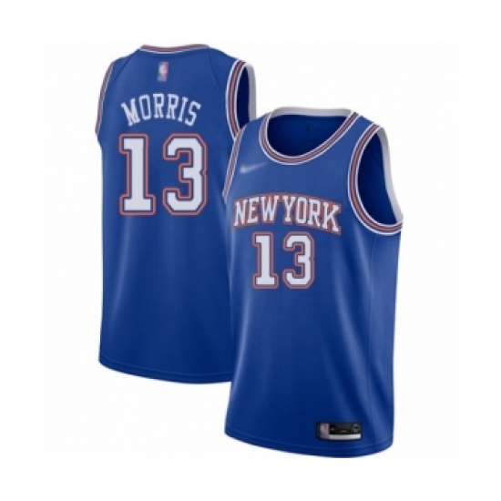 Women's New York Knicks 13 Marcus Morris Authentic Blue Basketball Jersey - Statement Edition