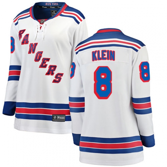 Women's New York Rangers 8 Kevin Klein Fanatics Branded White Away Breakaway NHL Jersey
