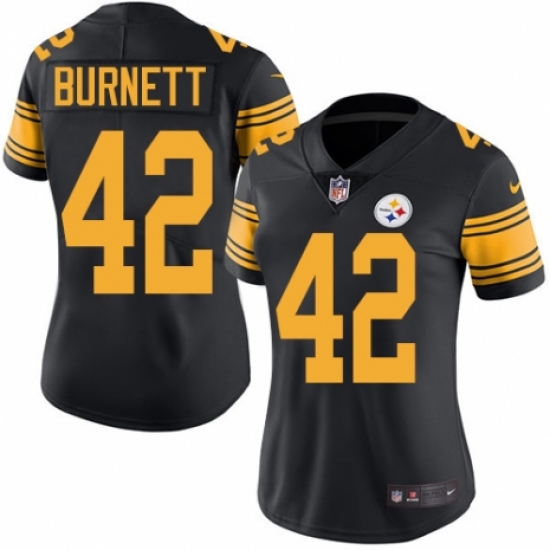 Women's Nike Pittsburgh Steelers 42 Morgan Burnett Limited Black Rush Vapor Untouchable NFL Jersey