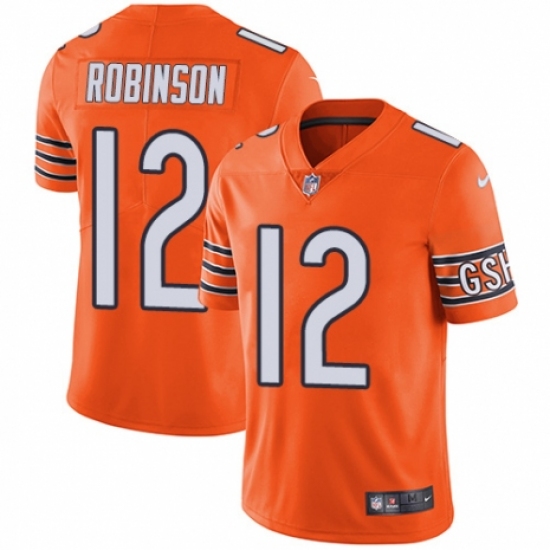 Men's Nike Chicago Bears 12 Allen Robinson Elite Orange Rush Vapor Untouchable NFL Jersey