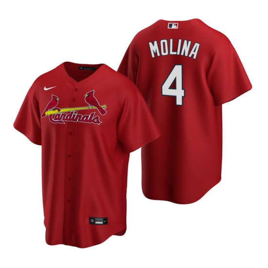 Men's Nike St. Louis Cardinals 4 Yadier Molina Red Alternate Stitched Baseball Jersey