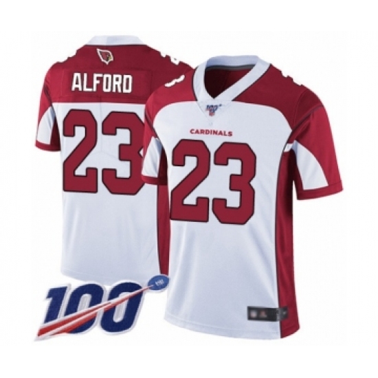 Men's Arizona Cardinals 23 Robert Alford White Vapor Untouchable Limited Player 100th Season Football Jersey