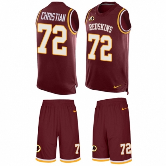 Men's Nike Washington Redskins 72 Geron Christian Limited Burgundy Red Tank Top Suit NFL Jersey