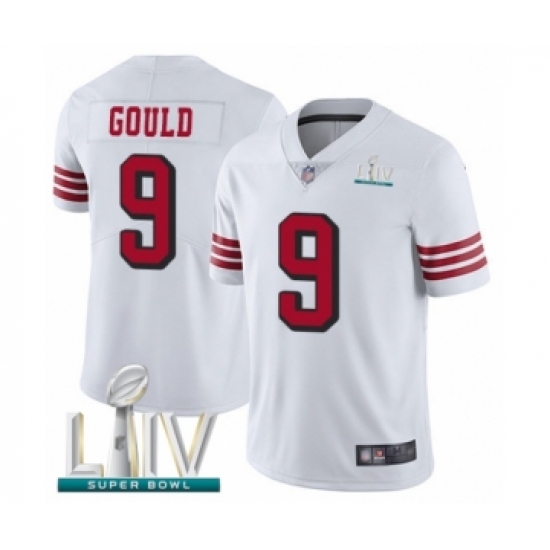 Men's San Francisco 49ers 9 Robbie Gould Limited White Rush Vapor Untouchable Super Bowl LIV Bound Football Jersey