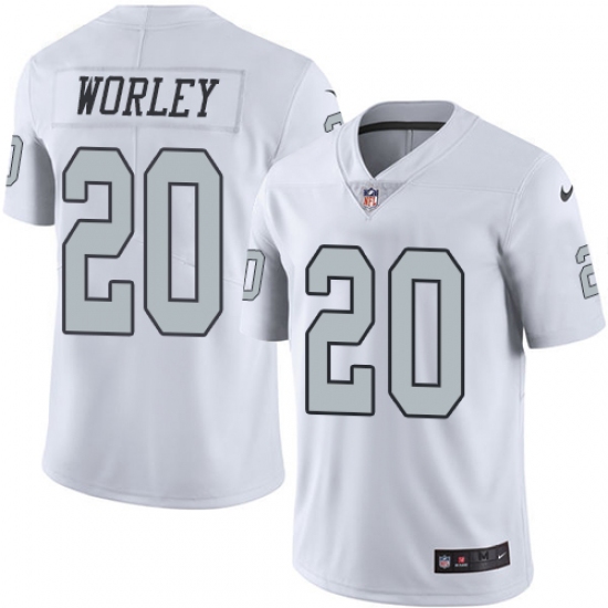 Men's Nike Oakland Raiders 20 Daryl Worley Elite White Rush Vapor Untouchable NFL Jersey