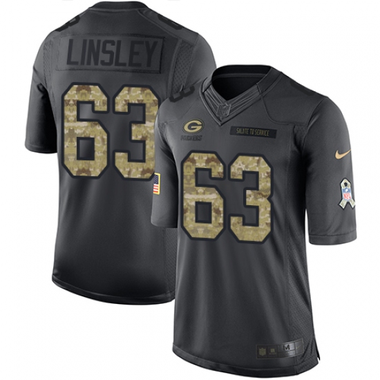 Youth Nike Green Bay Packers 63 Corey Linsley Limited Black 2016 Salute to Service NFL Jersey