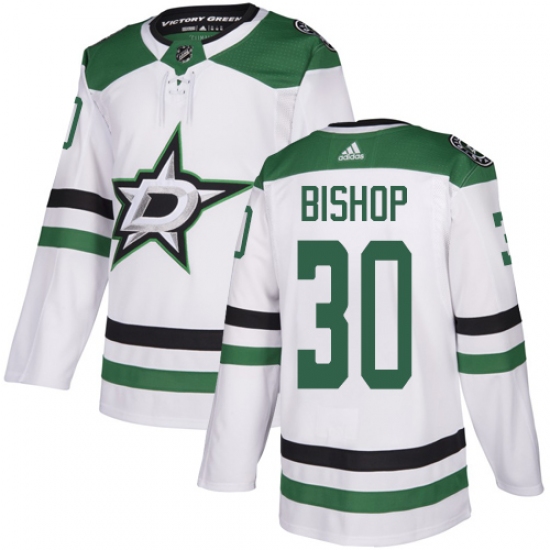 Men's Adidas Dallas Stars 30 Ben Bishop White Road Authentic Stitched NHL Jersey