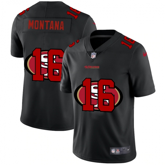 Men's San Francisco 49ers 16 Joe Montana Black Nike Black Shadow Edition Limited Jersey