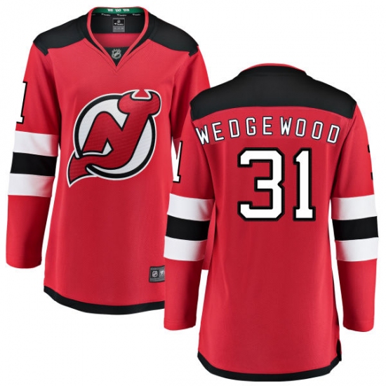 Women's New Jersey Devils 31 Scott Wedgewood Fanatics Branded Red Home Breakaway NHL Jersey