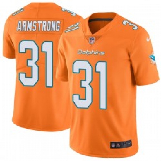 Youth Nike Miami Dolphins 31 Cornell Armstrong Orange Stitched NFL Limited Rush Jersey