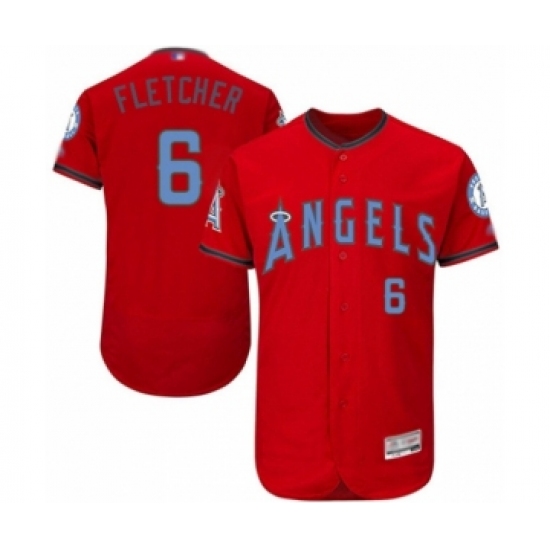 Men's Los Angeles Angels of Anaheim 6 David Fletcher Authentic Red 2016 Father's Day Fashion Flex Base Baseball Player Jersey