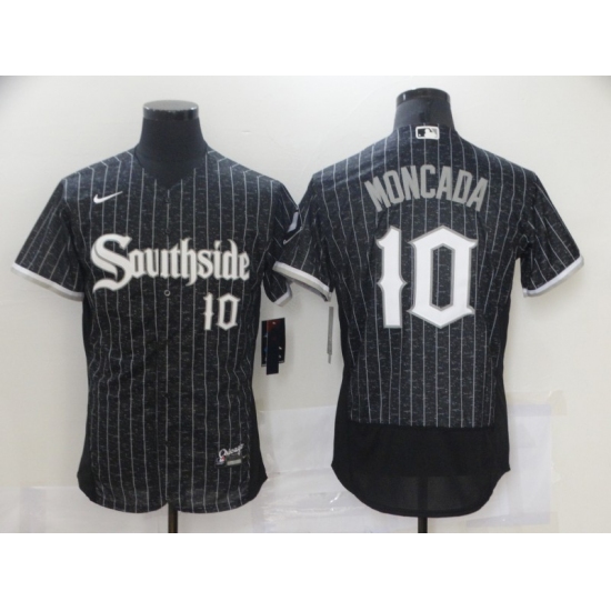Men's Nike Chicago White Sox 10 Yoan Moncada Black Alternate Stitched Jersey