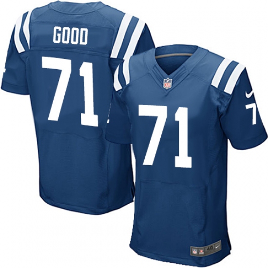 Men's Nike Indianapolis Colts 71 Denzelle Good Elite Royal Blue Team Color NFL Jersey
