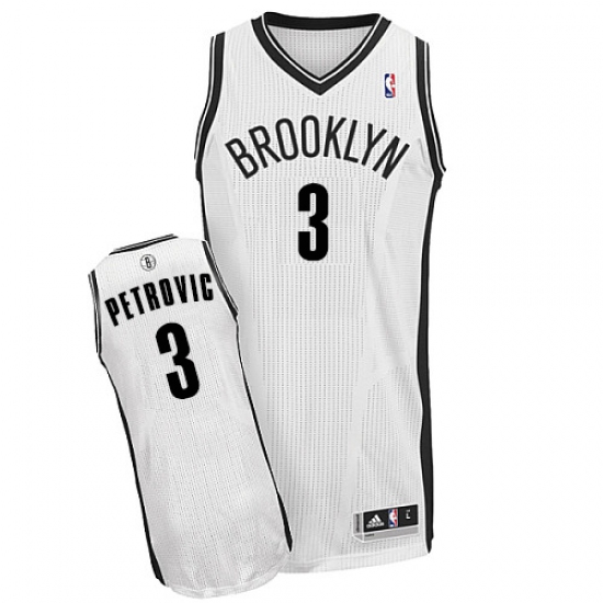 Men's Adidas Brooklyn Nets 3 Drazen Petrovic Authentic White Home NBA Jersey