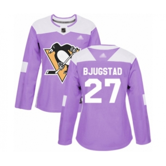 Women's Pittsburgh Penguins 27 Nick Bjugstad Authentic Purple Fights Cancer Practice Hockey Jersey