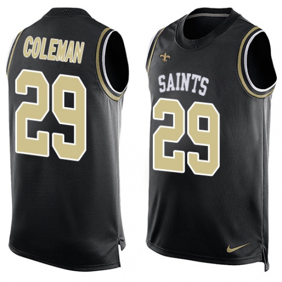 Men's Nike New Orleans Saints 29 Kurt Coleman Limited Black Player Name & Number Tank Top NFL Jersey - Click Image to Close