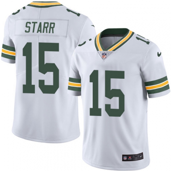 Men's Nike Green Bay Packers 15 Bart Starr White Vapor Untouchable Limited Player NFL Jersey