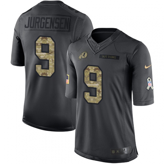 Men's Nike Washington Redskins 9 Sonny Jurgensen Limited Black 2016 Salute to Service NFL Jersey