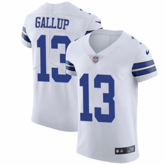 Men's Nike Dallas Cowboys 13 Michael Gallup White Vapor Untouchable Elite Player NFL Jersey