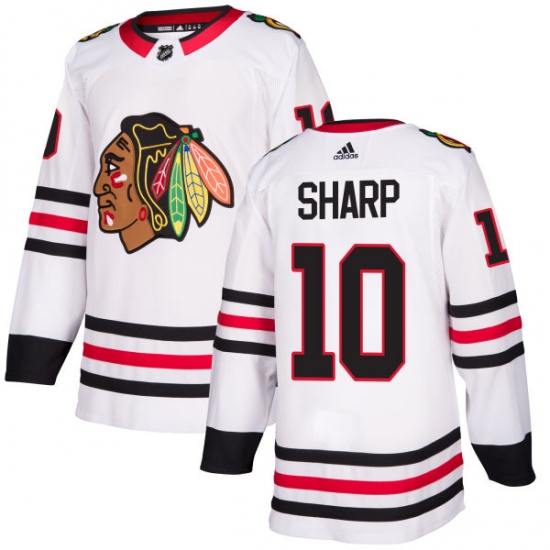 Men's Adidas Chicago Blackhawks 10 Patrick Sharp Authentic White Away NHL Jersey